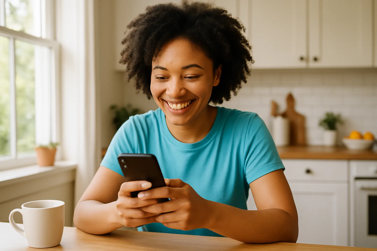 Person smiling while messaging on a smartphone — start dating in Lancashire